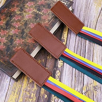 3 Pieces Bible Ribbon Bookmark Ribbon Markers Artificial Leather Bookmark  with Colorful Ribbons for Books (Black)