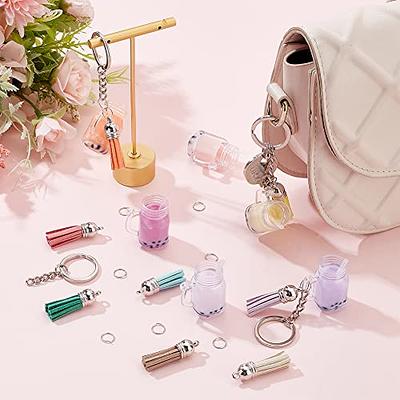  OLYCRAFT 57pcs Mini Milk Cup Keychain Kit Bubble Tea Keychain  Accessories Set Bubble Tea Keychain Kit Mini Cup Pendant Charms with Keychain  Rings Tassel Pendant for Key Chain DIY Earring Making