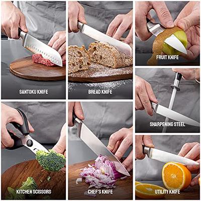 OAKSWARE Chef Knife, 6 Cutting & Cooking Kitchen Knife - High Carbon  German Steel Razor Sharp Knives Professional Meat Knife with Ergonomic  Handle