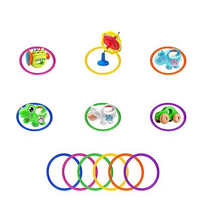 Topbuti 24 Pcs Multicolor Plastic Toss Rings Ring Toss Game Carnival Rings  for Speed and Agility Practice Games, Garden Backyard Outdoor Games, Bridal