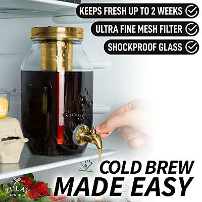 Zulay Kitchen 1.5 Liter Cold Brew Coffee Maker with EXTRA-THICK Glass  Carafe & Stainless Steel Mesh Filter - Premium Iced Coffee Maker, Cold Brew  Pitcher & Tea Infuser (Gold) - Yahoo Shopping