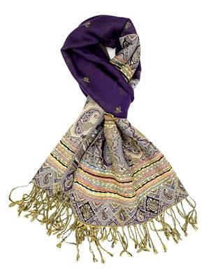 Achillea Soft Silky Reversible Paisley Pashmina Shawl Wrap Scarf w/Fringes