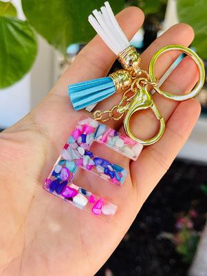 Handmade Letter Keychain, Custom Initial Resin Personalized Flower Key  Holder - Yahoo Shopping