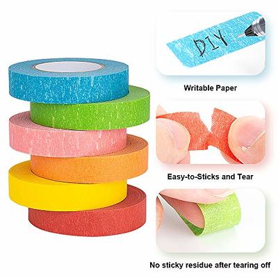 Colored Masking Tape, 6 Rolls of 21.87 Yards×0.59 Inch Crafts Labeling  Paper Tape, Colorful Marking Painters Tape for DIY Art Supplies, Home