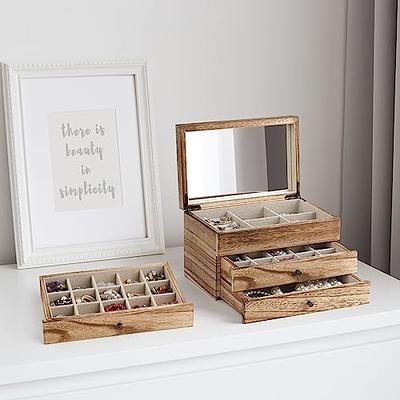Jewelry Box for Women, 5 Layer Large Wood Jewelry Boxes & Organizers for  Necklaces Earrings Rings Bracelets, Rustic Jewelry Organizer Box with  Drawers