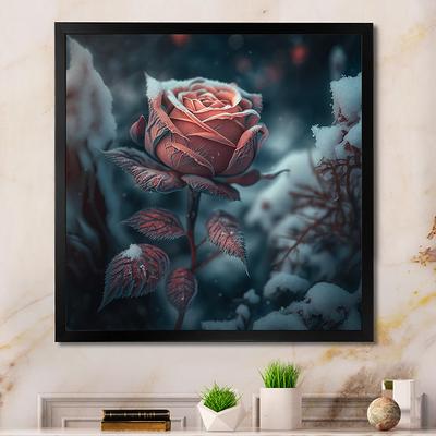 Designart A Blooming Pink Roses Flower In Winter Floral & Botanical  Framed Art Print - Yahoo Shopping