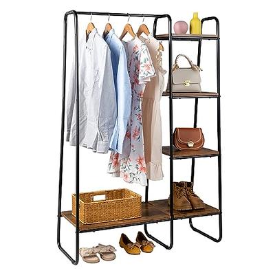 Metal Wood Free-standing Closet Clothing Rack Closet Organizer System with  Shelves Clothes Garment Rack Shelving for Bedroom - Yahoo Shopping