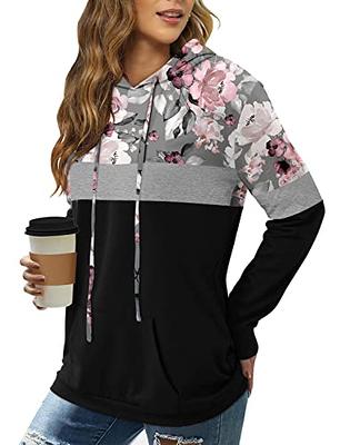 Leopard & Floral Print Kangaroo Pocket Hoodie, Casual Long Sleeve Hoodies  Sweatshirt, Women's Clothing