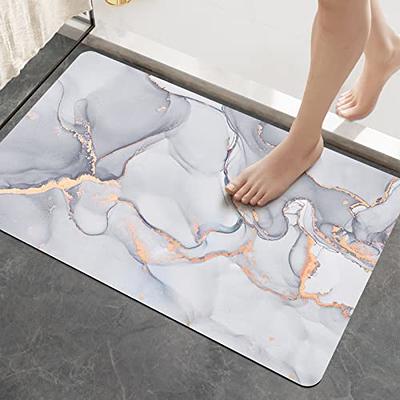 Bath Mat Rug Non Slip,super Absorbent Quick Dry Thin Bathroom Rug,quick Dry  Easy to Clean Shower Rug, Washable Gray 