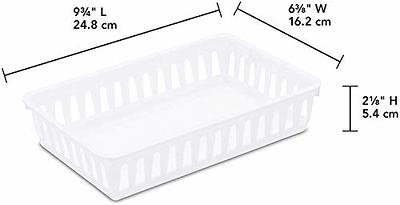 Tribello Plastic Bin Baskets for Organizing, White Storage Tray, Rectangle  9 x 6 x 2 - Pack of 4 - Made in USA