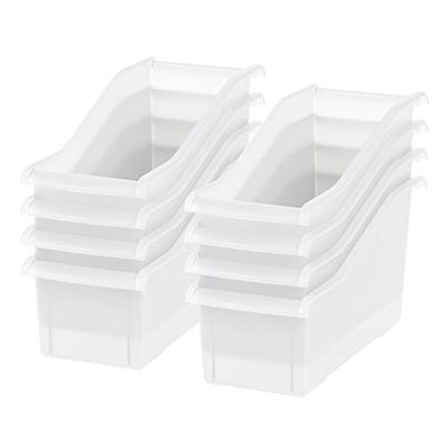 Zhehao Plastic Storage Bins with Bamboo Lids Stackable Storage Containers  for Organizing Decorative Plastic Bin with Handle for Home Pantry Closet