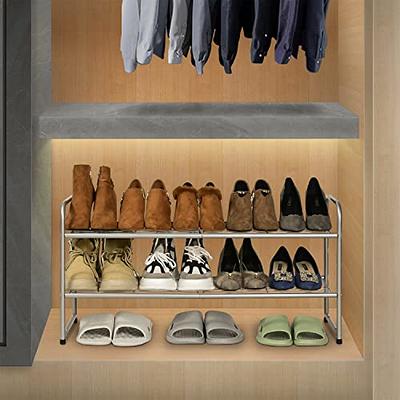 GEORIS Stackable 2-Tier Shoe Rack, Space-Saving Shoe Shelf Organizer for  Closet, Entryway, Hallway, Silver - Yahoo Shopping