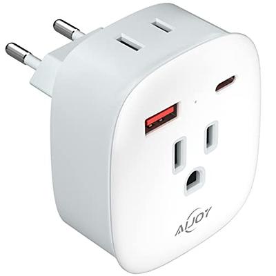 Adaptateur de prise européenne, AIMTYD International Travel Power Plug with  4 AC Outlets 3 USB Ports, US to Most of Europe EU Italy Spain France  Iceland Germany Greece Charger Adapter, Type C 