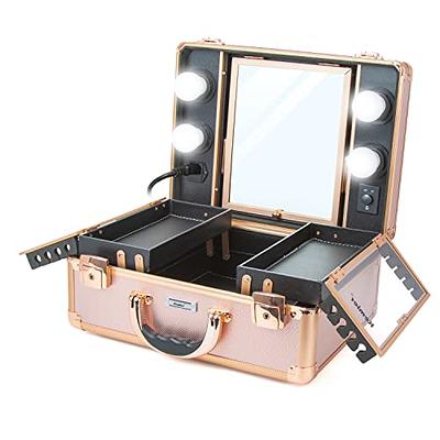 Rose Gold Small Makeup Train Case with plastic divider – Relavel