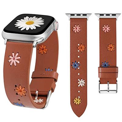 Wearlizer Floral Leather Band Compatible with Apple Watch Band