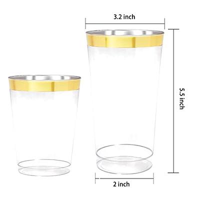 N9R 100 Pack Gold Plastic Cups 9oz, Gold Glitter Plastic Cups Disposable,  Elegant Wedding Cups and Party Cups