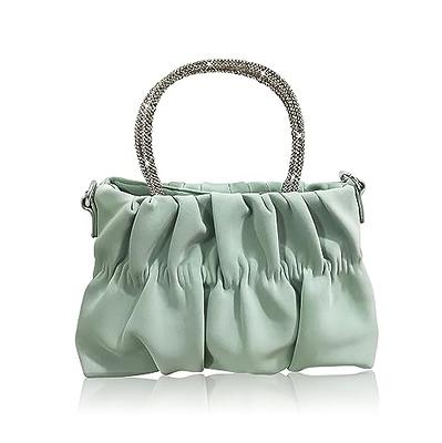 Yesbay Women Luxury Rhinestone Satin Pleated Evening Bag Party Clutch Purse  Handbag,Silver - Walmart.com