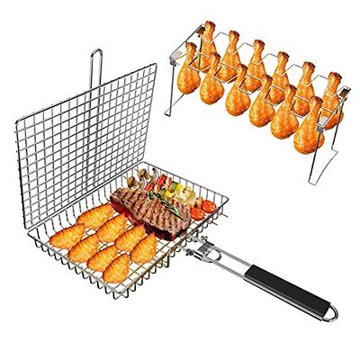 Portable Stainless Steel Folding Chicken Leg Rack Household Oven BBQ Grill  BBQ Grill Barbeque Tools Kitchen