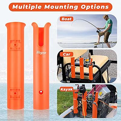Hlogree Fishing Rod Holder for Boat,4 Boat Rod Holders for Fishing,Float Tube  Rod Rack for Milk Crate,Fishing Tube Rod Holder,Boat Pole Holders Side Mount  for Storage with Scews& 8 Bungee Cords 