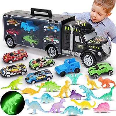 Construction Truck Toys for 3 4 5 6 Year Old Boys, 5-in-1 Friction Power Toy  for Kids 3-5, Carrier Truck Cars for Toddlers 1-3, Kids Toys Set for Age  3-9, Christmas for 3+ 