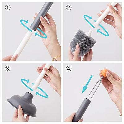 YOCADA Toilet Plunger and Brush Set 2 in 1 Toilet Bowl Brush and Plunger  Combo with Holder for Bathroom Cleaning Tool (Grey 1 Set)