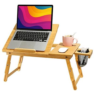 Wood Lap Desk, Foldable Laptop Stand, Laptop Bed Tray, Breakfast Serving  Tray, Adjustable Legs Laptop Table, Portable Storage Drawers Desk 