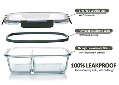 M MCIRCO [5-Pack,36 Oz] Glass Meal Prep Containers 2 Compartments