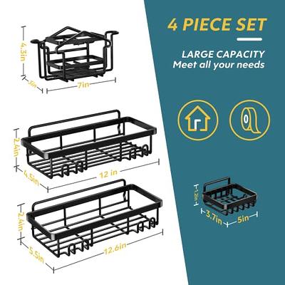 TOPCHASE Shower Caddy Shower Organizer, 4 Pack Shower Shelves for Inside  Shower, Rustproof Adhesive Shower Storage Rack With Built-in Soap Dish,  Large
