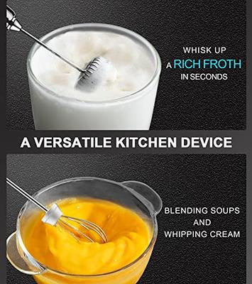 Milk Frother Handheld Detachable with Egg Beating Head, Stand