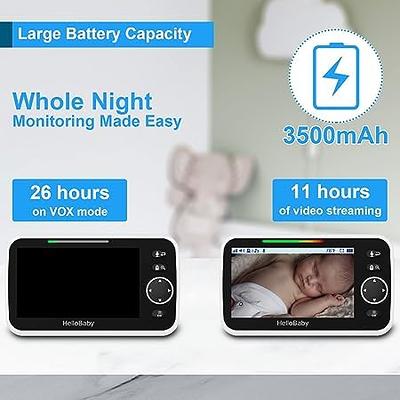 HelloBaby Upgrade 5'' Baby Monitor with 26-Hour Battery, 2 Cameras