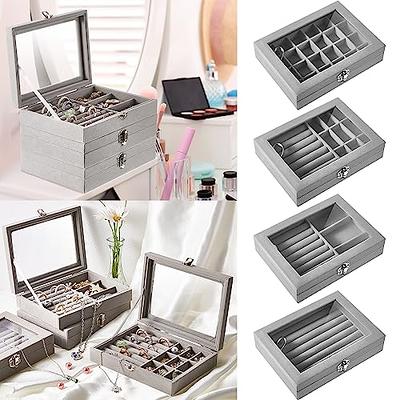 Velvet Jewelry Display Tray Case Hot Sale Stackable Exquisite Jewellery  Storage Holder Boxes Portable Ring Earring Organizer Box