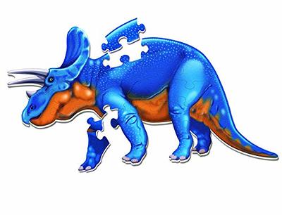 Wooden Jigsaw 20pcs Dinosaur Puzzle for Kids Preschool Educational Learning Toys Set for 2 3 4 Years Old Boys Girls (4 Puzzles)