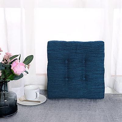 Outdoor Chair Cushions, Waterproof Square Corner Memory Foam Seat Cushions with Ties, Throw Pillow, Blue