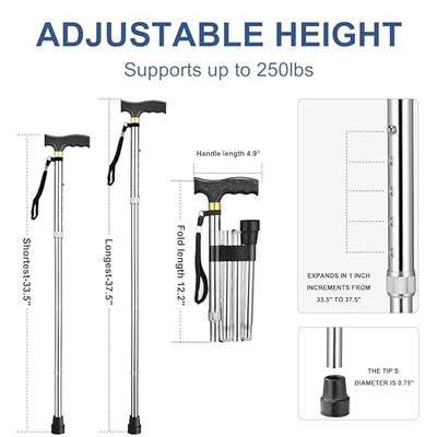 Folding Walking Cane - Collapsible & Adjustable - Vive Health