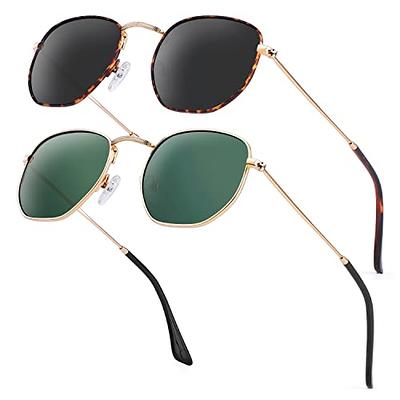 LUENX Aviator Sunglasses for Men Square Polarized Polygon Black