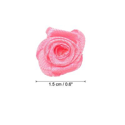 50Pcs Mini Satin Ribbon Roses Fabric Flowers Embellishments