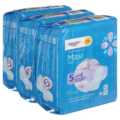 Equate Maxi Pads with Wings, Unscented, Extra Heavy Overnight, Size 5 (60  Count) - Yahoo Shopping