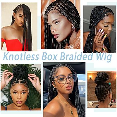 Fecihor 36 Box Braided Wigs Lace Front Knotless Box Braids Lace Frontal Wig  for Women Synthetic Black Hand Embroidery Full double lace Braid Wig With  Baby Hair - Yahoo Shopping