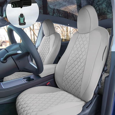 FH Group Ultra Comfort Leatherette Rear Set Seat Cushions with Bonus Air Freshener, Gray