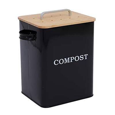 Compost Bin for Kitchen Counter, LALASTAR Small Metal Compost Bin Indoor  Kitchen Sealed with Lid for Food Waste, Countertop Composter Container