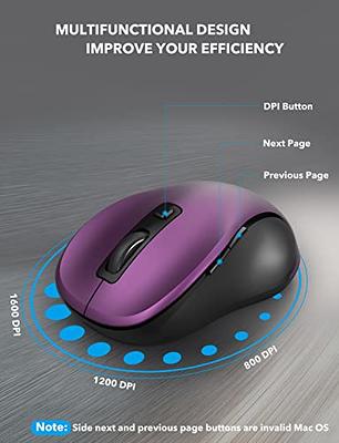 TECKNET Wireless Mouse, USB Cordless Computer Mouse with 8 Buttons,  Ergonomic Design, High-Precision 5 Adjustable DPI for PC/Mac/Laptop