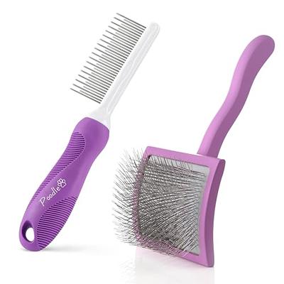 Depets Self Cleaning Slicker Brush, Dog Cat Bunny Pet Grooming Shedding Brush - Easy to Remove Loose Undercoat, Pet Massaging Tool Suitable for Pets