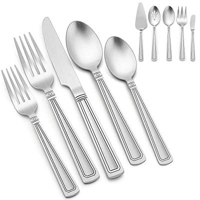 Black Silverware Set for 8 Modern Stainless Steel Flatware Set 40-Piece  Tableware Cutlery Set for Wedding Guests Kitchen Reusable,Satin Finish