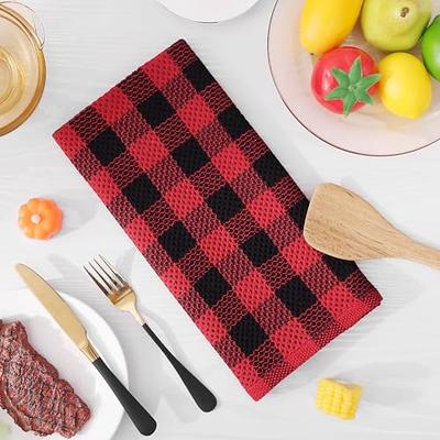 homing 100% Cotton Buffalo Plaid Kitchen Towels, 4 Pack Waffle Weave Dish  Towels for Drying Dishes, Super Soft Absorbent Quick Dry Hand Towels for