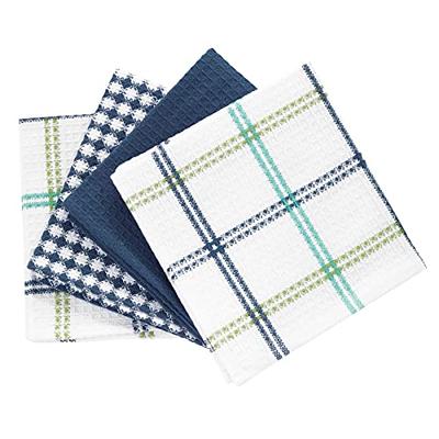 Homaxy 100% Cotton Terry Kitchen Towels(Black, 13 x 28 inches), Checkered  Designed, Soft and Super Absorbent Dish Towels, 4 Pack