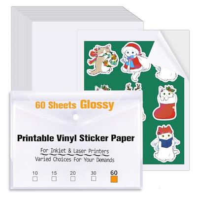 HTVRONT Printable Vinyl Sticker Paper - 55 Sheets Matte Sticker Paper for  Inkjet Printer & Laser Printer, Waterproof Sticker Paper Dries Quickly &  Tear Resistant,8.5x11 - Yahoo Shopping