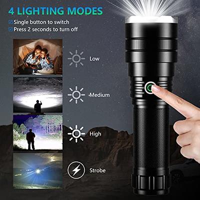 Rechargeable LED Flashlights High Lumens: 120000 Lumen Super Bright  Flashlight, 7 Modes with COB Work Light, IPX6 Waterproof, Powerful Handheld Flash  Light for Emergencies, Camping, Hiking