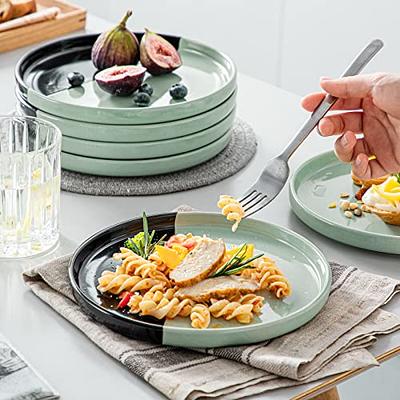  AmorArc Ceramic Dinner Salad Plates Set of 6, Wavy Rim