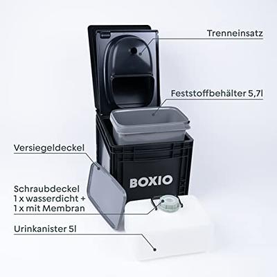 BOXIO Toilet PLUS - Composting Toilet Starter Kit, Portable Toilet, Mini  Camping Toilet: 15.7 x 11.8 x 11.0 Made in Germany.