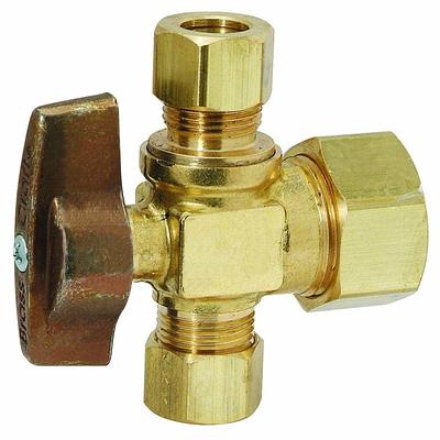 BrassCraft 1/2 in. Nominal Compression Inlet x 3/8 in. O.D. Compression x  3/8 in. O.D. Compression Dual Outlet 1/4 Turn Ball Valve, Rough Brass -  Yahoo Shopping